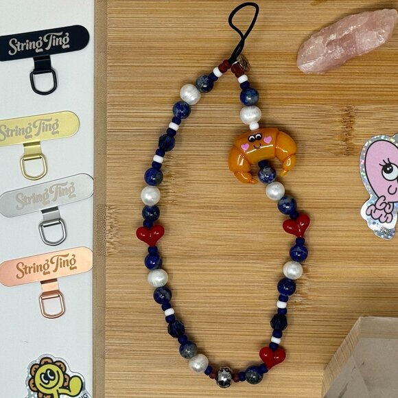 String Ting Accessories - Monsieur Croissant | Authentic Handmade | String Ting | Wristlet Phone Strap